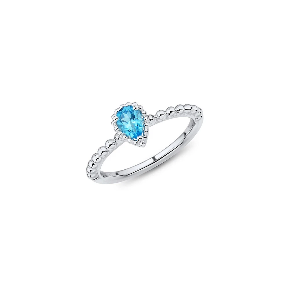 Sterling Silver & Swiss Blue Topaz Ring