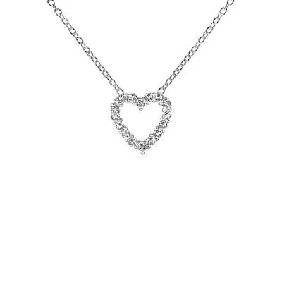 Sterling Silver & White Topaz Heart Pendant Necklace