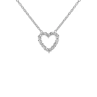 Sterling Silver & White Topaz Heart Pendant Necklace