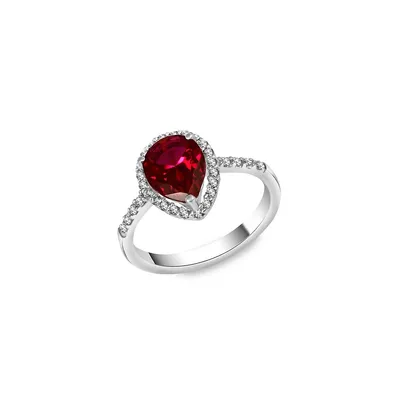 Sterling Silver, Created Ruby & Created White Sapphire Ring