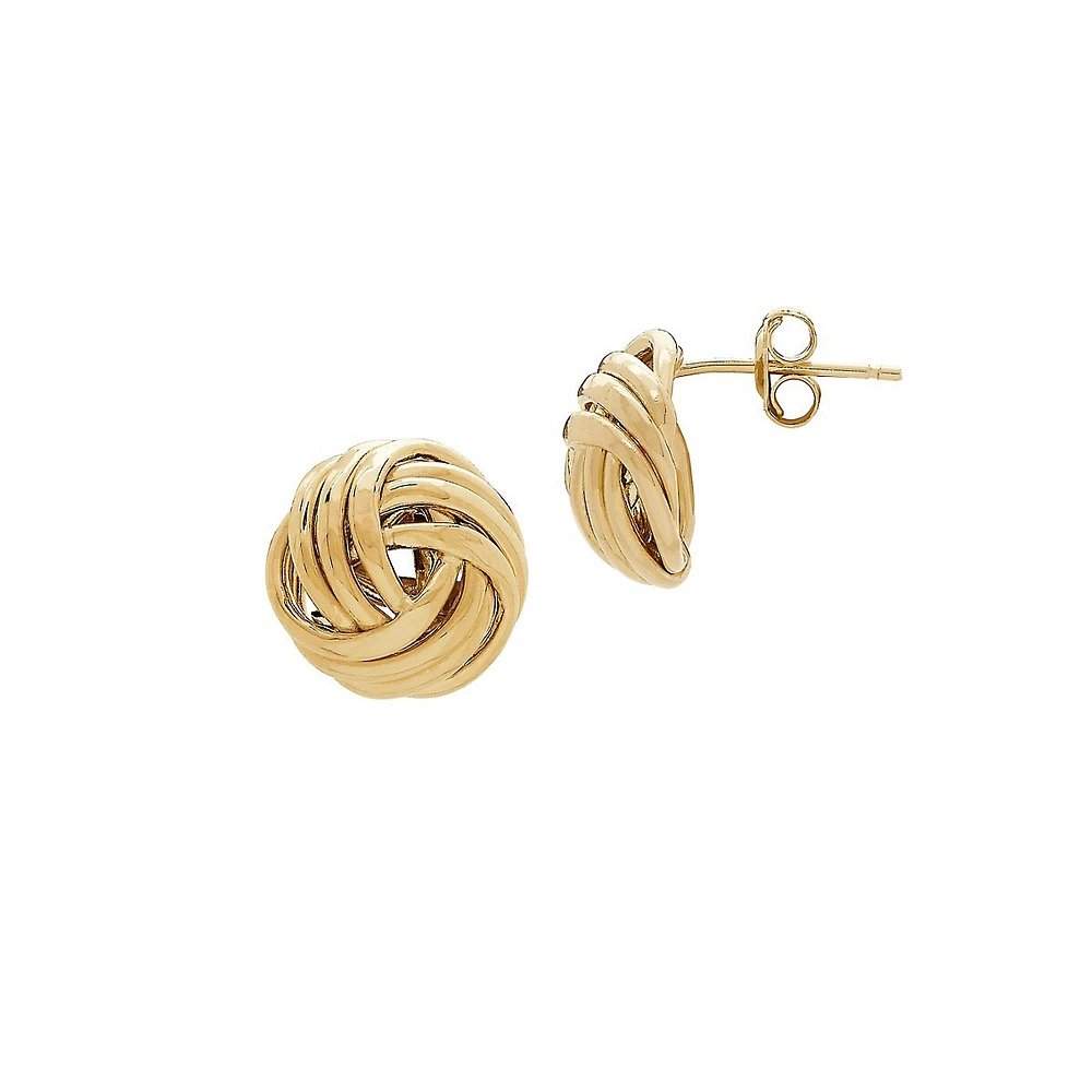 10K Yellow Gold Love Knot Stud Earrings