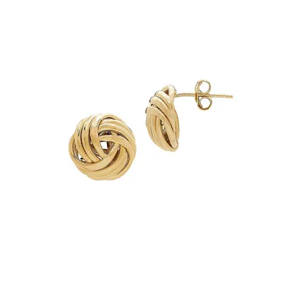 10K Yellow Gold Love Knot Stud Earrings