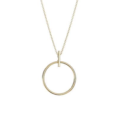 10K Yellow Gold Open Circle Pendant Necklace