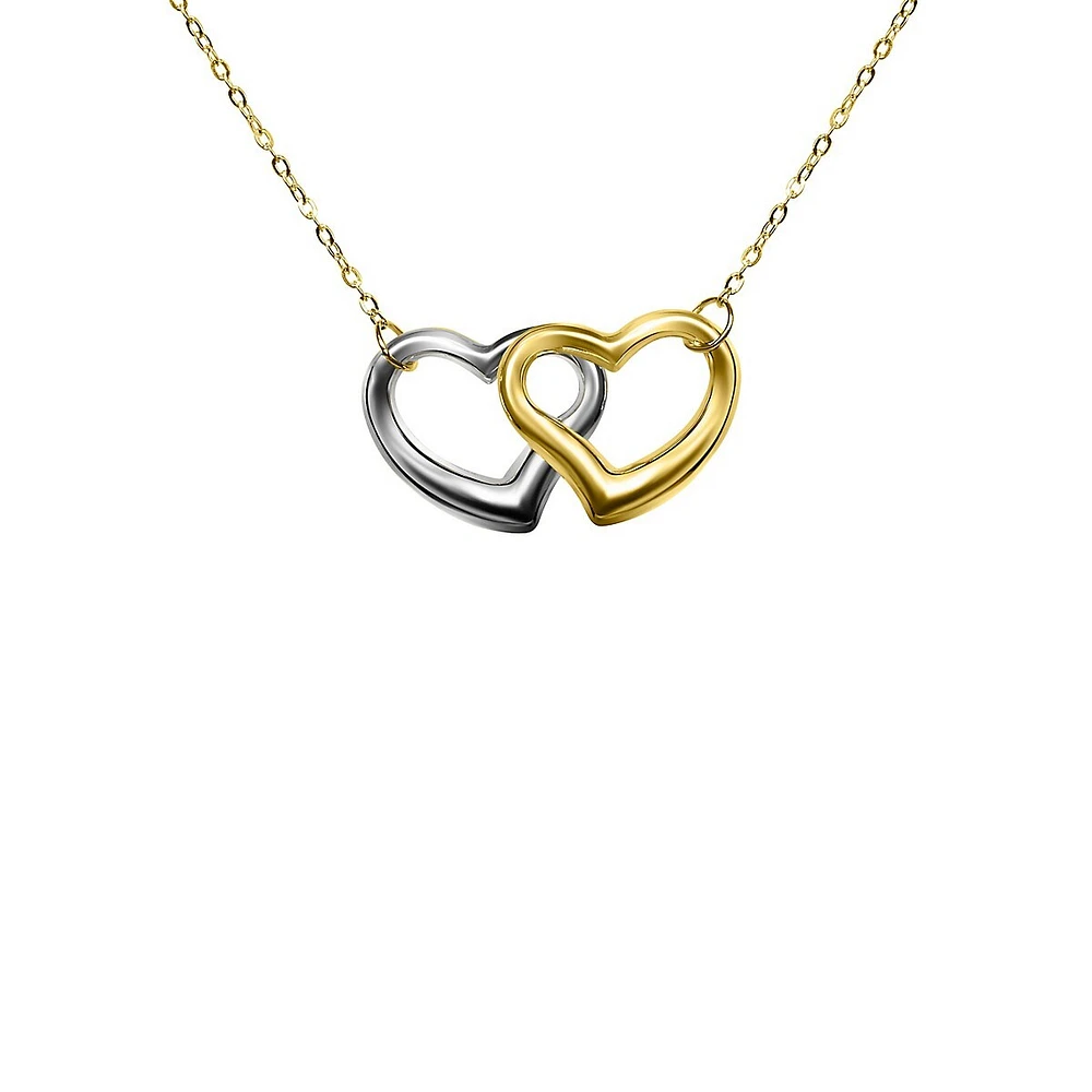 Open Heart 10K Two-tone Pendant Necklace