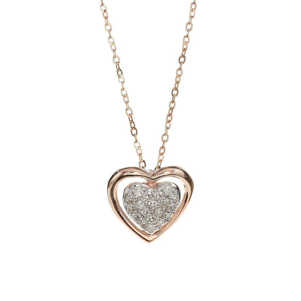 10K Rose Gold & 0.1 CT. T.W. Diamond Heart Pendant Necklace