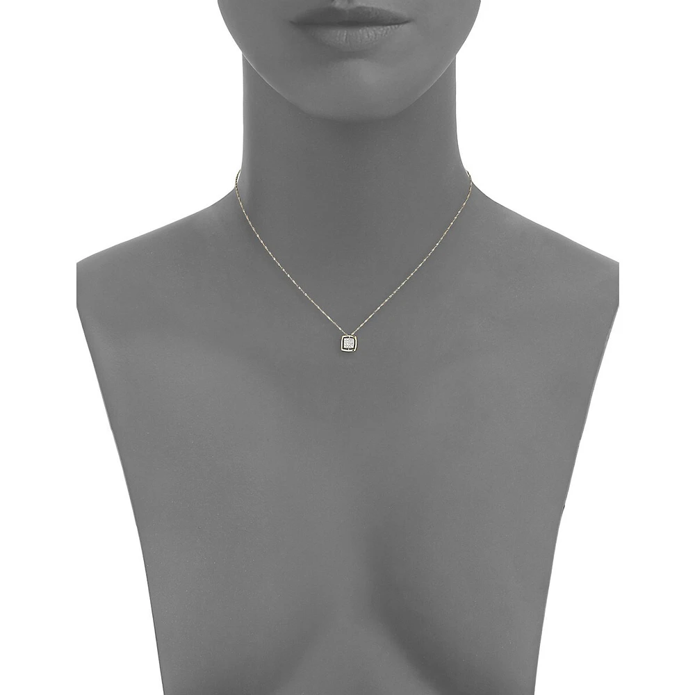 Collier à pendentif carré en or 10 ct avec diamants de 0,1 ct PT