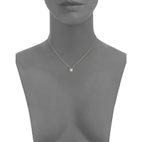 10K Gold & 0.1K Diamond Square Pendant Necklace