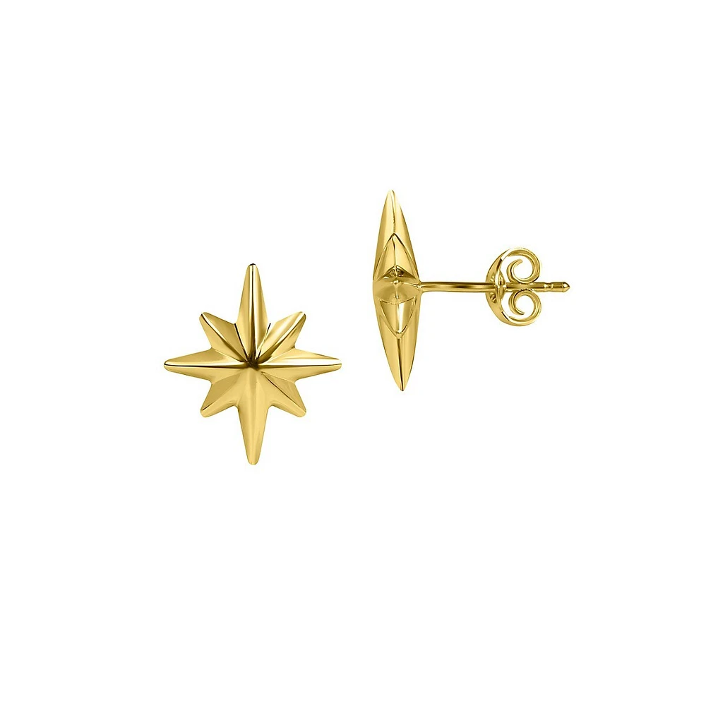 Star 14K Yellow Gold Stud Earrings