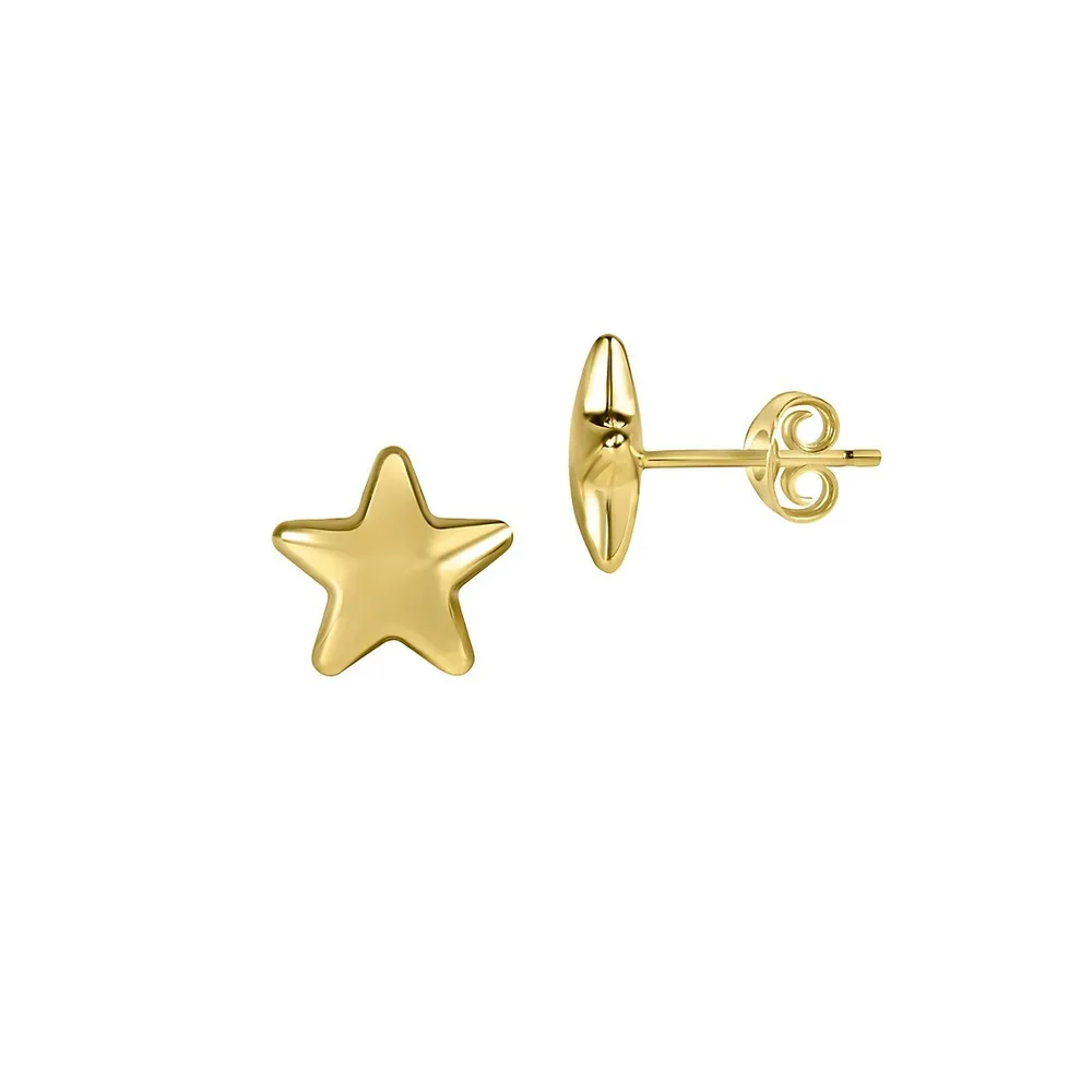 14K Yellow Gold Star Stud Earrings