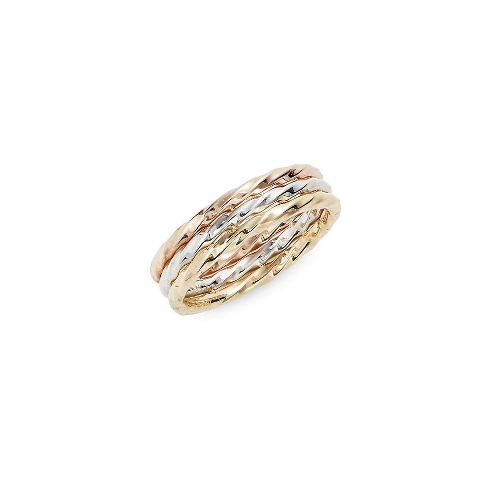 10K Triple-Tone Twist Band Ring