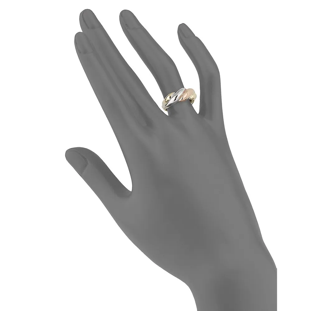 10K Gold Three-Tone Plotwist Texture Ring