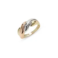 10K Gold Three-Tone Plotwist Texture Ring