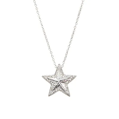 10K White Gold Star Pendant Necklace