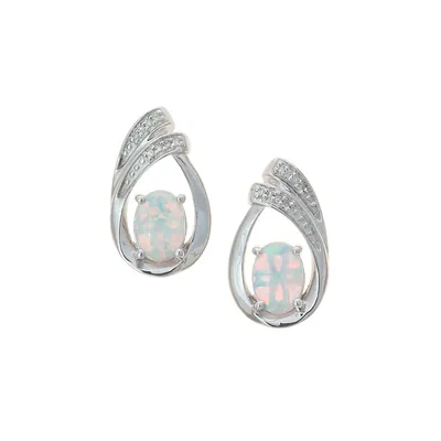 Sterling Silver & 0.035 CT. T.W. Diamond Earrings