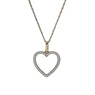 10K Yellow Gold & 0.14 CT. T.W. Diamond Heart Pendant Necklace