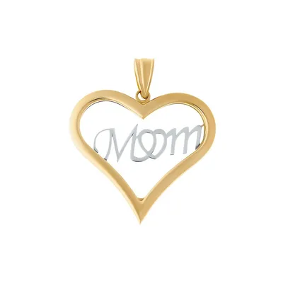 14K Two-Tone Gold Mom Heart Pendant