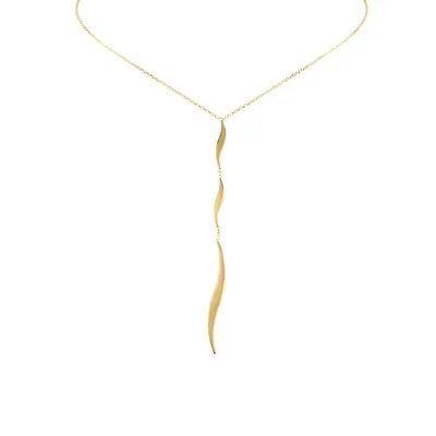 14K Yellow Gold Twisted Drop Pendant Necklace