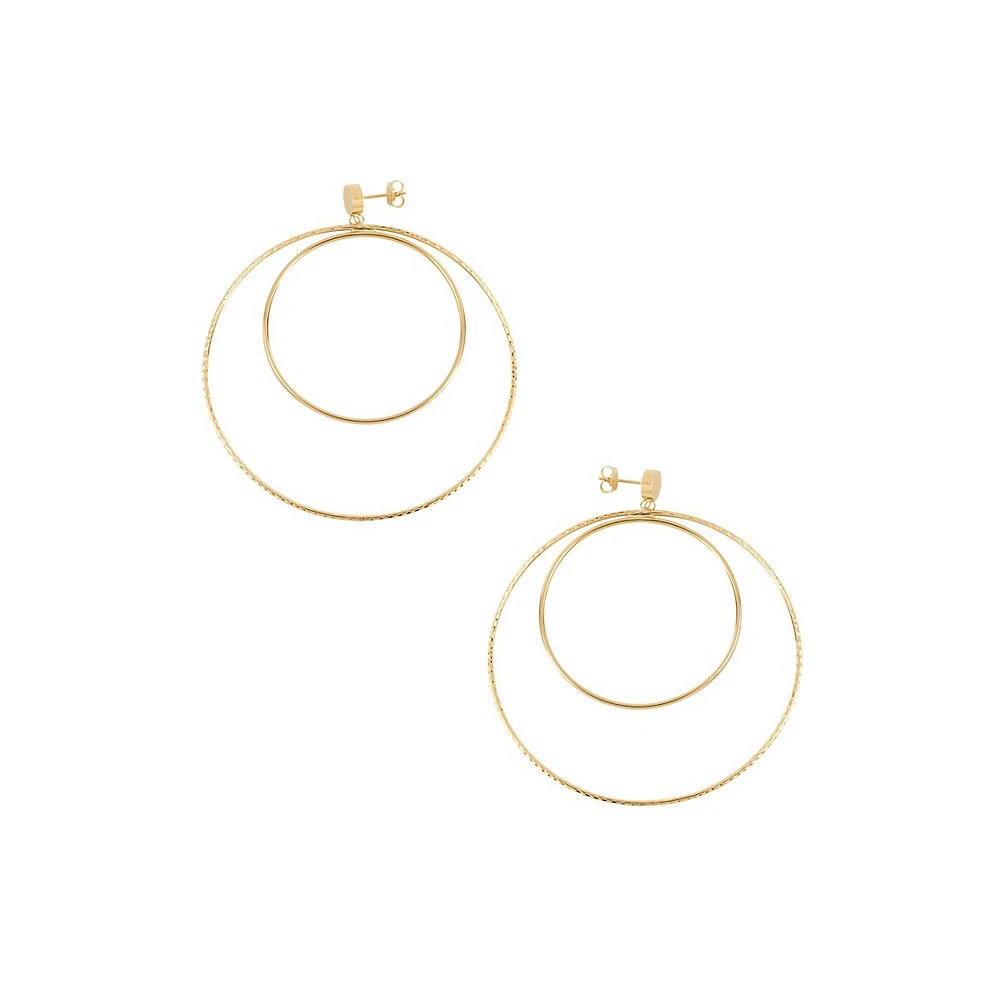 14K Yellow Gold Double Hoop Earrings