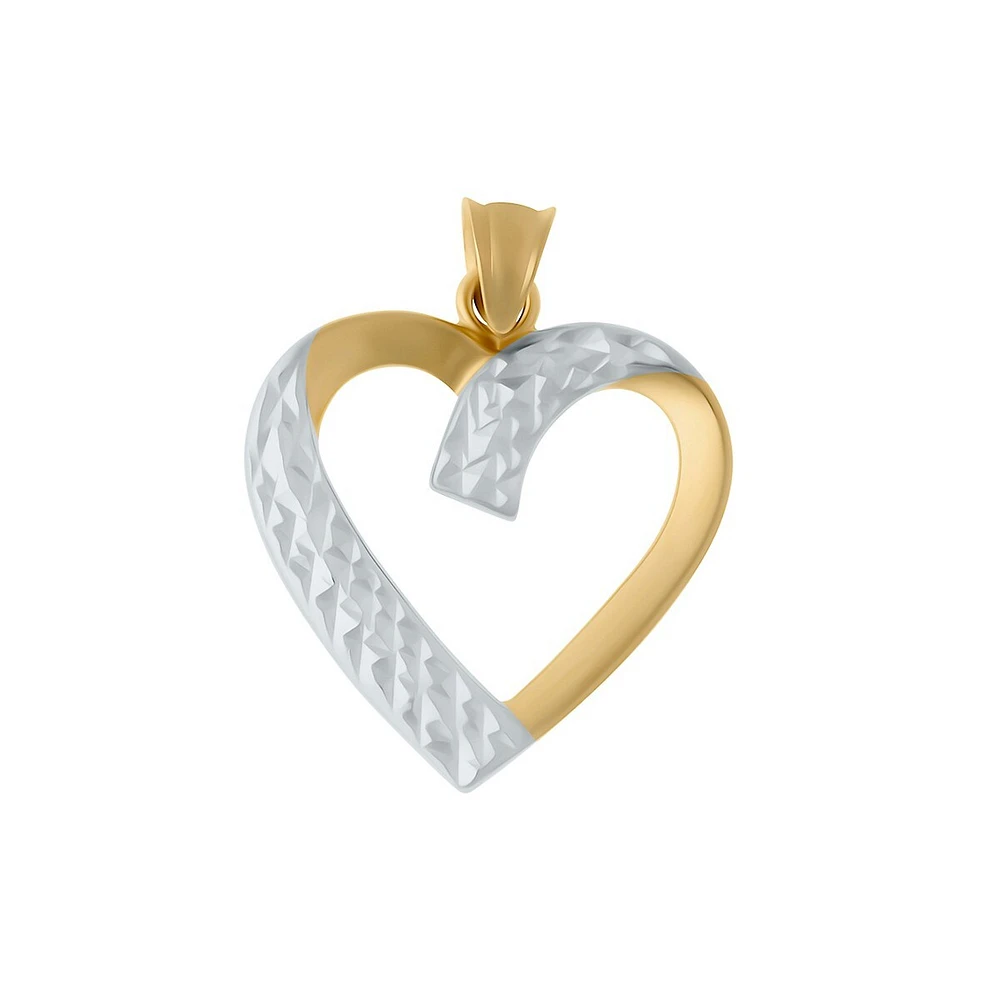 14K Yellow Gold & Rhodium-Plated Heart Jewellery Charm