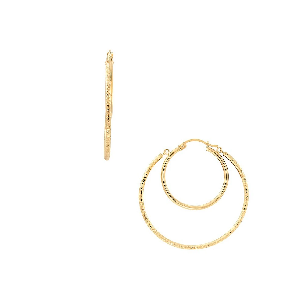 14K Yellow Gold Double Hoop Earrings