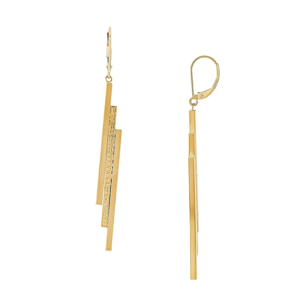 14K Gold Stick Dangle Earrings