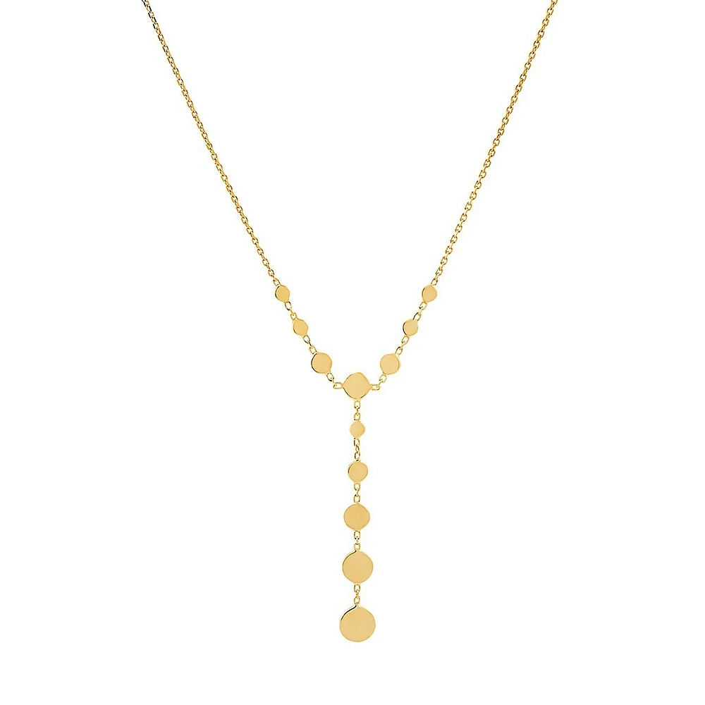 14K Yellow Gold Graduated Disc Lariat Necklace