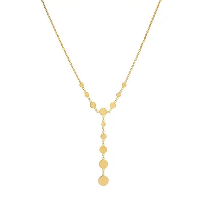 14K Yellow Gold Graduated Disc Lariat Necklace