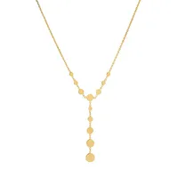 14K Yellow Gold Graduated Disc Lariat Necklace