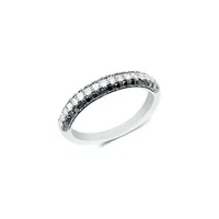 Bague en or blanc 14 ct avec pavé de diamants 0,75 ct PT deux tons