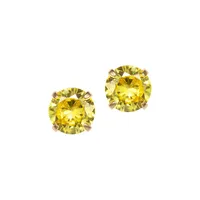 14K Yellow Gold & Citrine Cubic Zirconia November Birthstone Stud Earrings