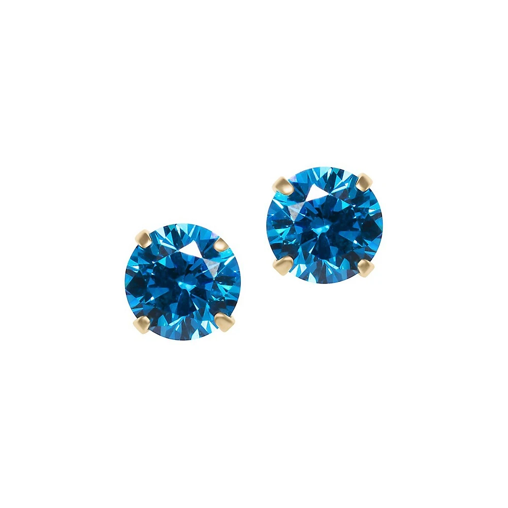 Boutons d'oreilles en or jaune 14 ct avec zircons cubiques