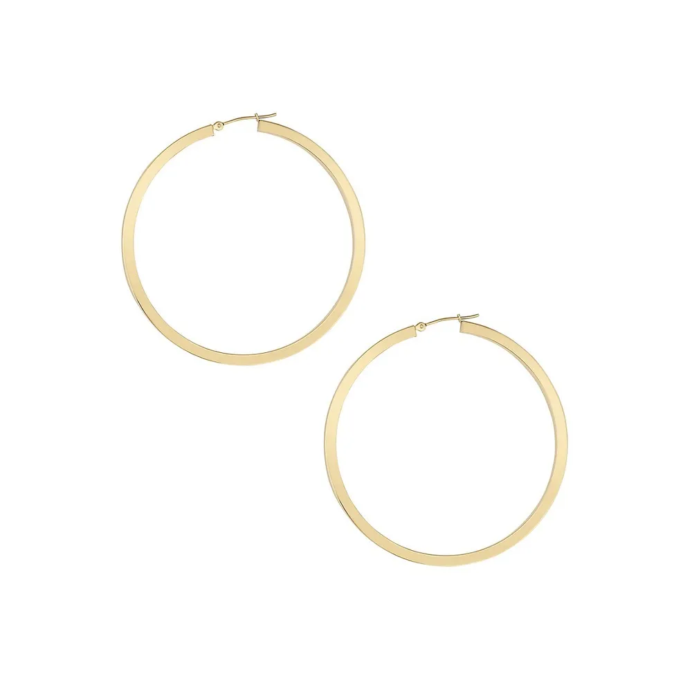10K Yellow Gold Square-Tube Hoop Earrings