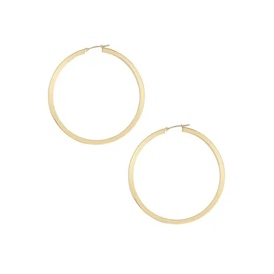 10K Yellow Gold Square-Tube Hoop Earrings