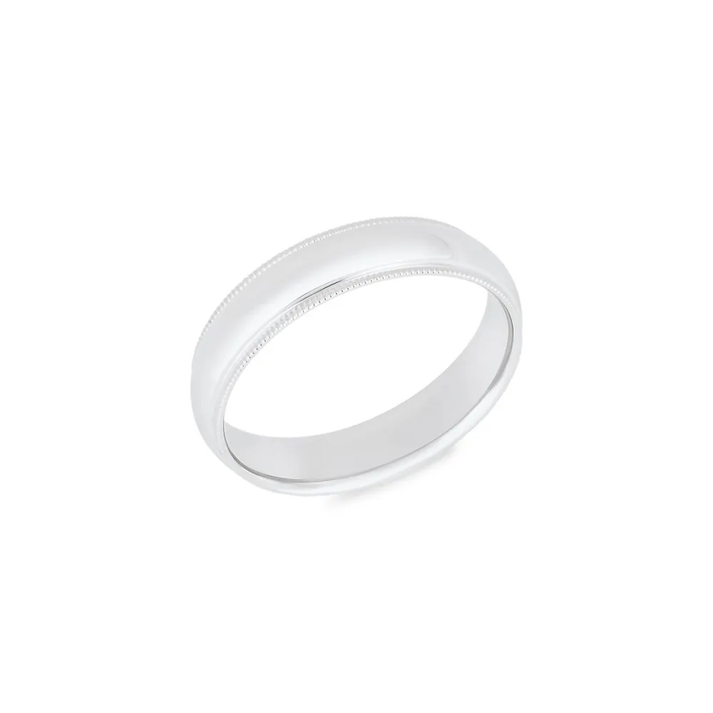 10K White Gold Milgrain Wedding Band