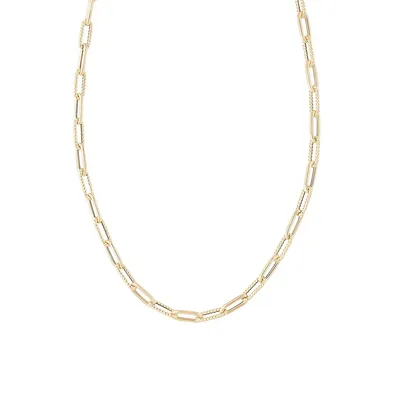 14K Yellow Gold Paperclip Chain Necklace - 18"