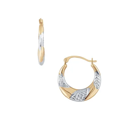 14K Yellow Gold & Rhodium-Plated BTB Hoop Earrings