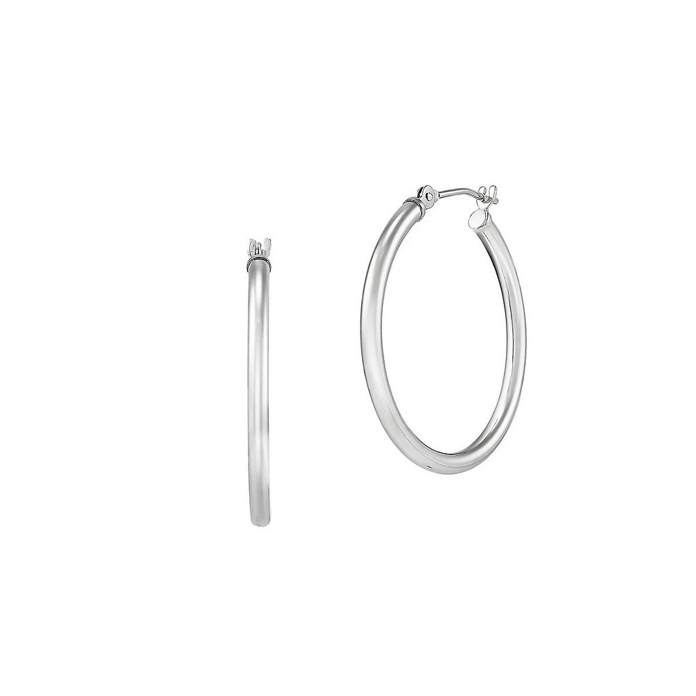 14K White Gold Hoop Earrings