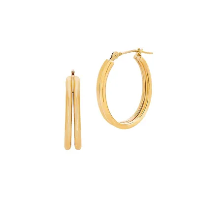 14K Yellow Gold Double Hoop Earrings