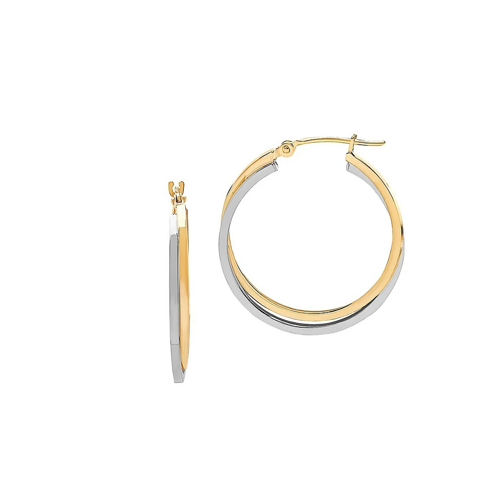 14K Two-Tone Gold Hoop Earrings