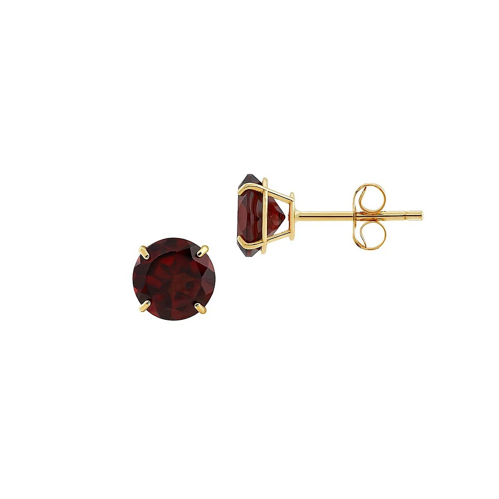 10K Yellow Gold & Garnet Stud Earrings