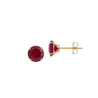 10K Yellow Gold & Created Ruby Stud Earrings