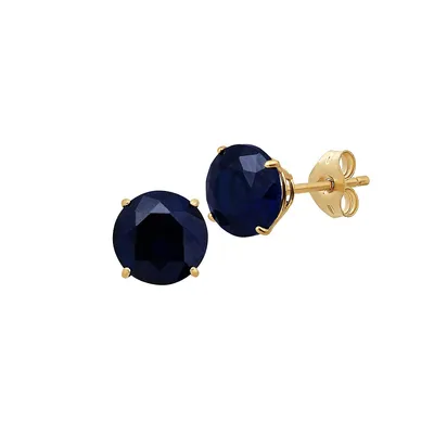 10K Yellow Gold & Created Sapphire Stud Earrings