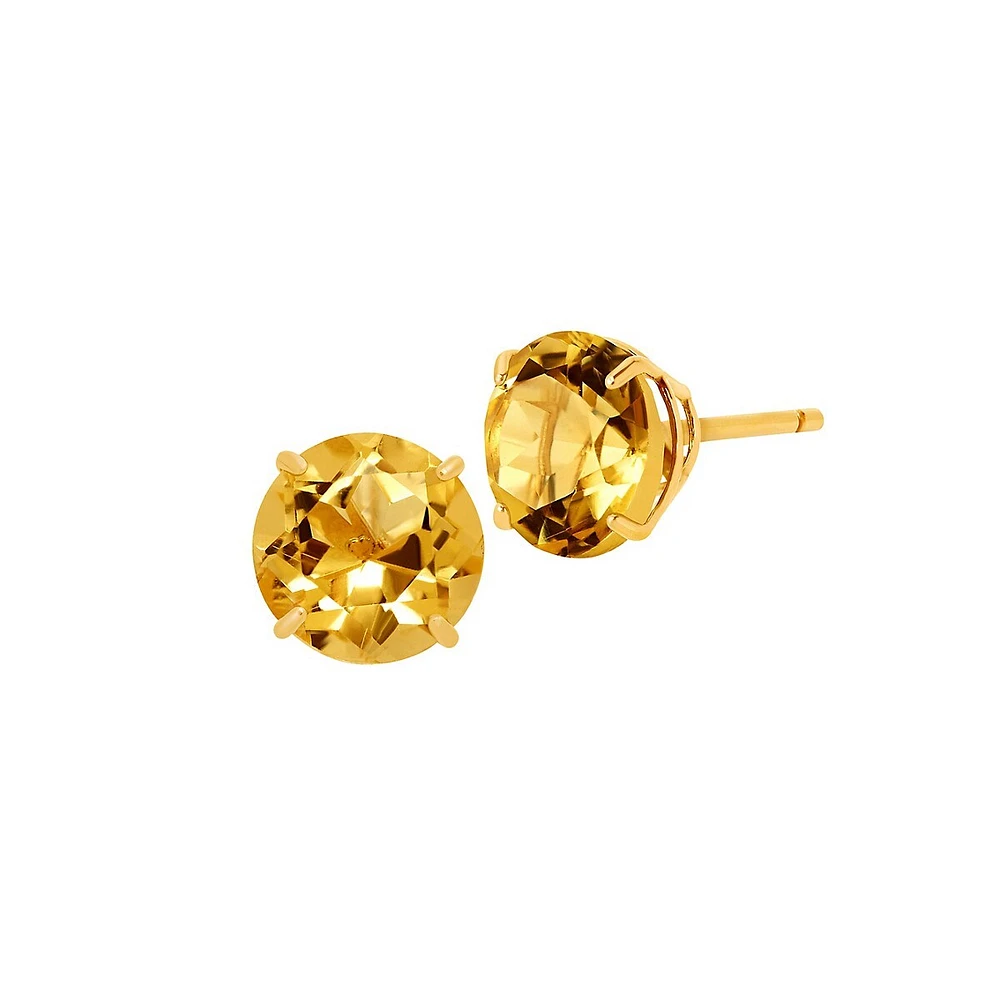 Boutons d'oreilles en or jaune 10 ct et citrine