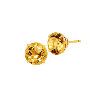 10K Yellow Gold & Citrine Stud Earrings