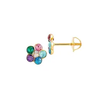 14K Yellow Gold & Multicolour Cubic Zirconia Stud Earrings