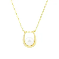 10K Yellow Gold & 8MM-8.5MM Cultured Freshwater Pearl Omega Pendant Necklace