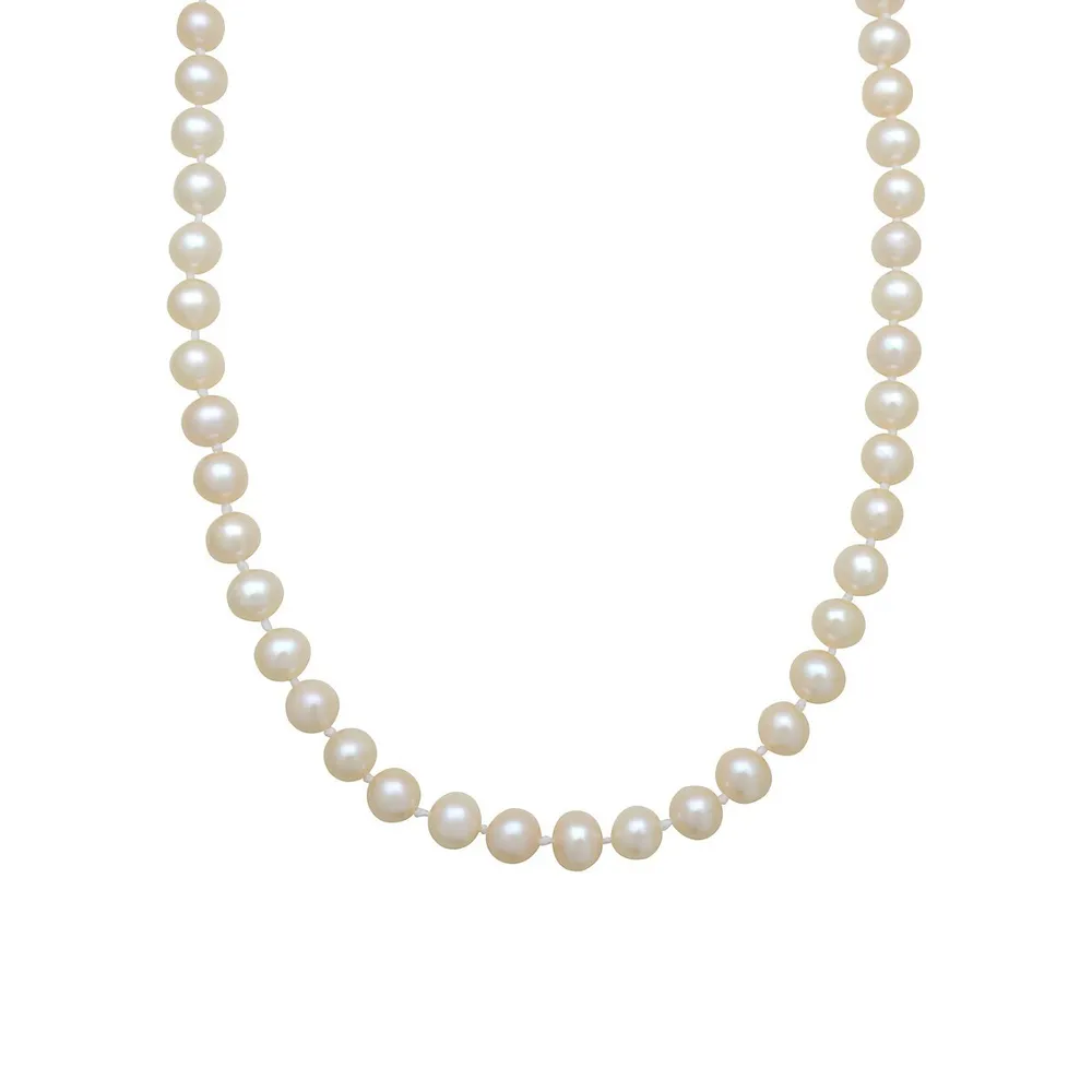 14K Yellow Gold & 6MM-7MM Semi-Round Freshwater Cultured Pearl Strand Necklace - 24-Inch