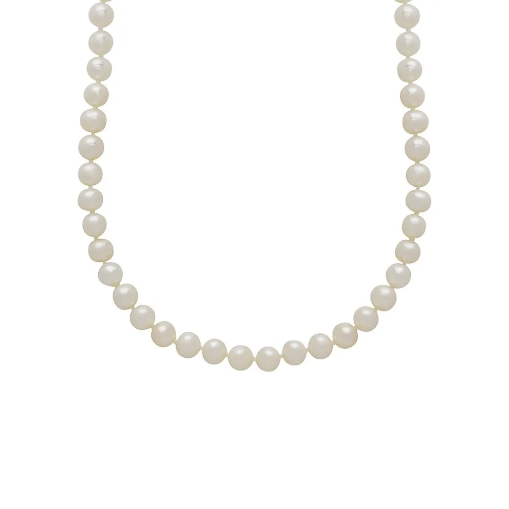 14K Yellow Gold & 5MM-6MM Semi-Round Freshwater Cultured Pearl Strand Necklace - 18-Inch