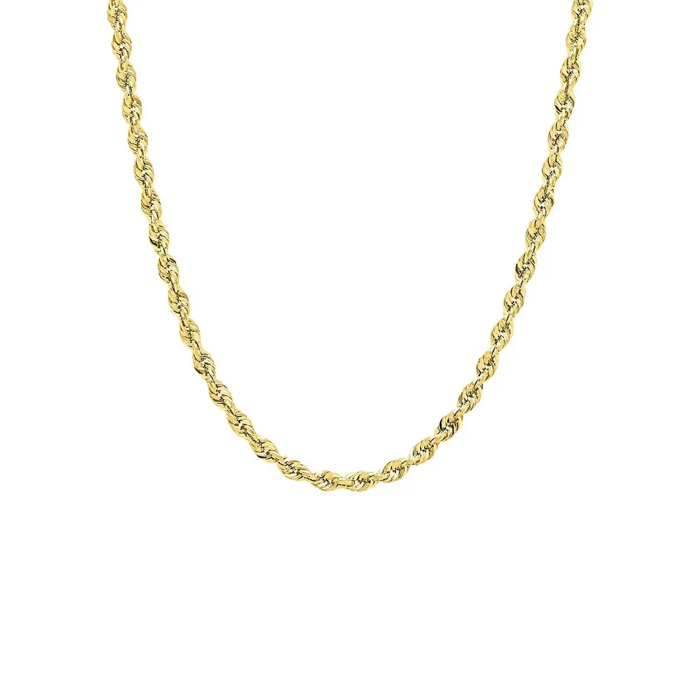 14K Yellow Gold Glitter Rope Chain Necklace