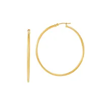 14K Yellow Gold Tube Hoop Earrings